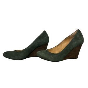 Clarks Indigo Green Teal Suede 3" Comfort Wedge Size 9.5